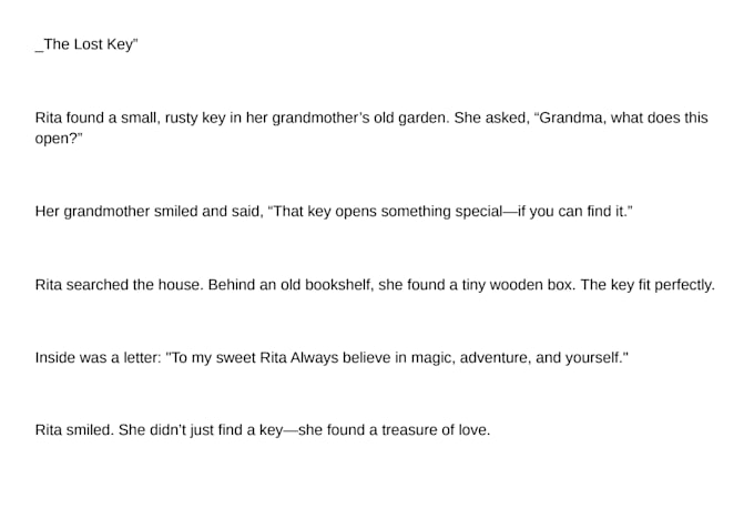 write a creative and engaging short or long story for you